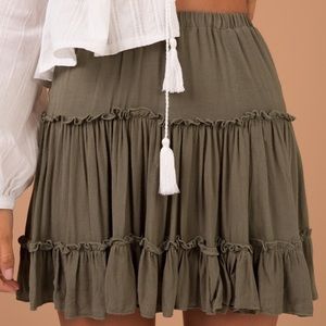 Green mini skirt